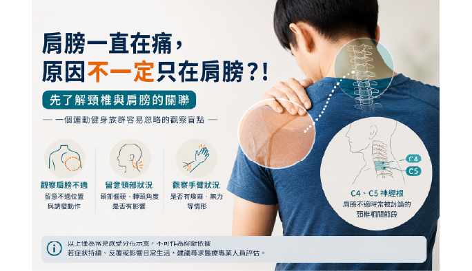 肩膀一直在痛，原因不一定只在肩膀？! 先了解頸椎與肩膀的關聯 